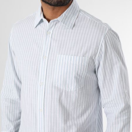 Tiffosi - Martin Camicia a righe a maniche lunghe 10060177 Bianco Azzurro