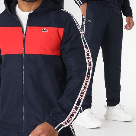 Lacoste - Set giacca e pantaloni da jogging con cappuccio con logo coccodrillo blu navy