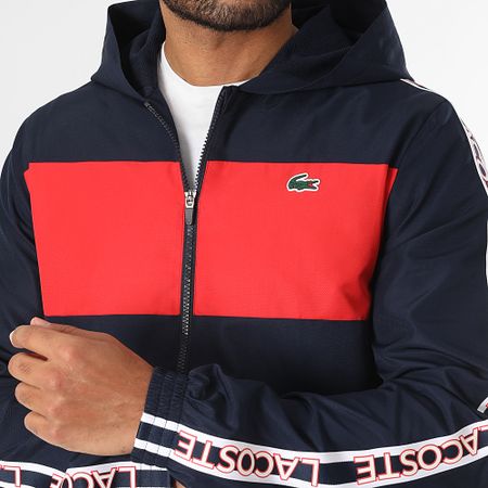 Lacoste - Set giacca e pantaloni da jogging con cappuccio con logo coccodrillo blu navy