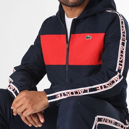 Lacoste - Set giacca e pantaloni da jogging con cappuccio con logo coccodrillo blu navy