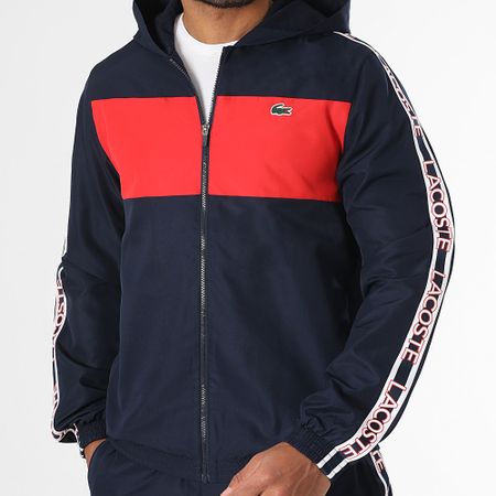 Lacoste - Set giacca e pantaloni da jogging con cappuccio con logo coccodrillo blu navy