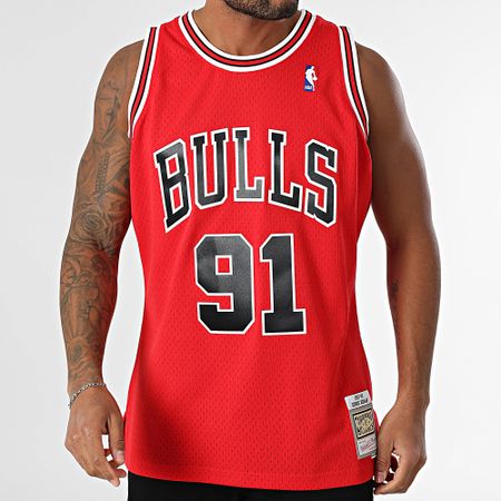 Mitchell and Ness - Maglia da basket Chicago Bulls Swingman Road Dennis Rodman Rosso