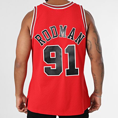 Mitchell and Ness - Maglia da basket Chicago Bulls Swingman Road Dennis Rodman Rosso
