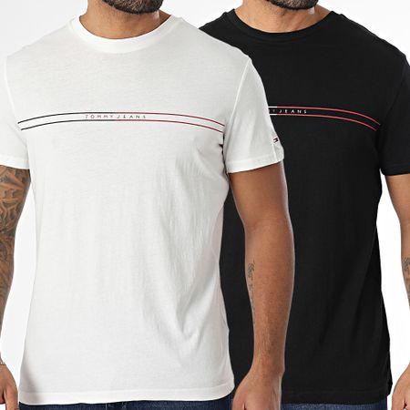 Tommy Jeans - Set di 2 magliette con grafica Entry 1902 in bianco e nero