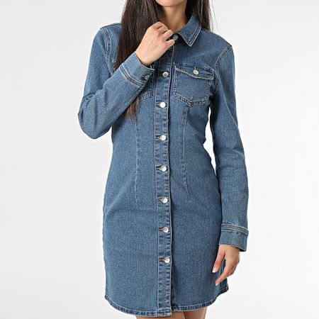 Only - Newsanna Life Vestito di jeans da donna a maniche lunghe in denim blu