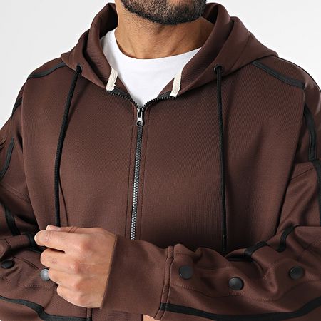 Classic Series - Felpa con cappuccio con zip marrone