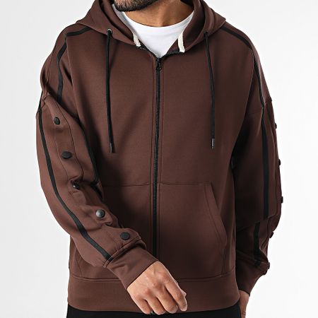 Classic Series - Felpa con cappuccio con zip marrone