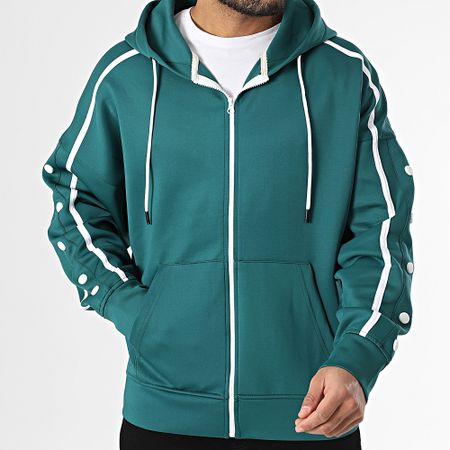 Classic Series - Felpa con zip e cappuccio verde bottiglia