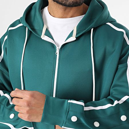 Classic Series - Felpa con zip e cappuccio verde bottiglia
