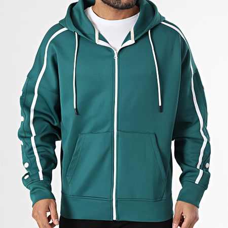 Classic Series - Felpa con zip e cappuccio verde bottiglia