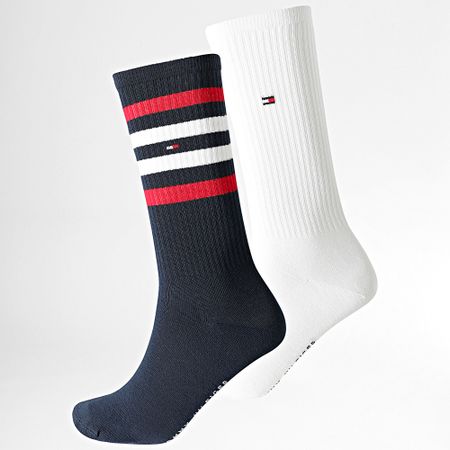 Tommy Hilfiger - Set di 2 paia di calzini 2594 bianco blu navy