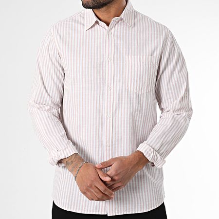 Tiffosi - Camicia Martin a maniche lunghe a righe 10060177 Bianco Rosa