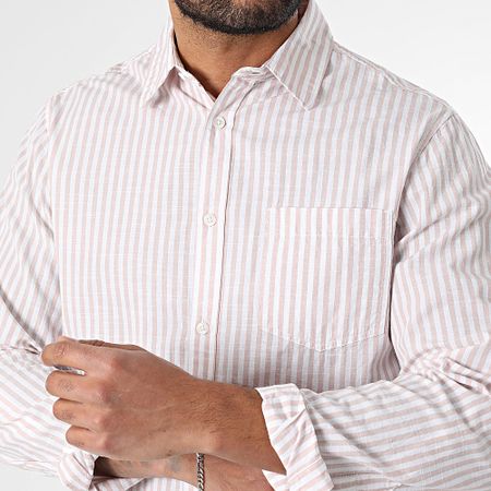 Tiffosi - Camicia Martin a maniche lunghe a righe 10060177 Bianco Rosa
