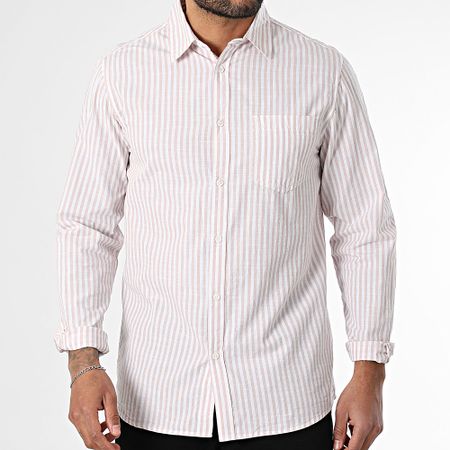 Tiffosi - Camicia Martin a maniche lunghe a righe 10060177 Bianco Rosa