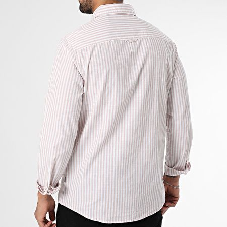 Tiffosi - Camicia Martin a maniche lunghe a righe 10060177 Bianco Rosa