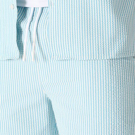 LBO - Pantaloncini da bagno a righe Seersucker 0395 Azzurro Bianco