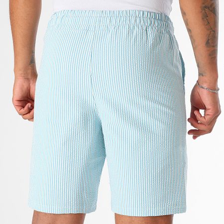 LBO - Pantaloncini da bagno a righe Seersucker 0395 Azzurro Bianco