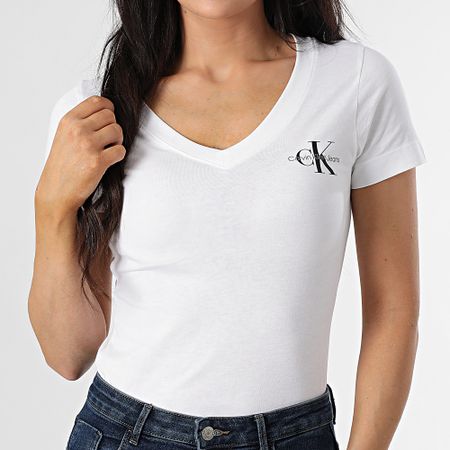Calvin Klein - Set di 2 camicie da donna con scollo a V 3447 nero bianco