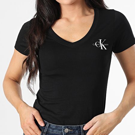 Calvin Klein - Set di 2 camicie da donna con scollo a V 3447 nero bianco