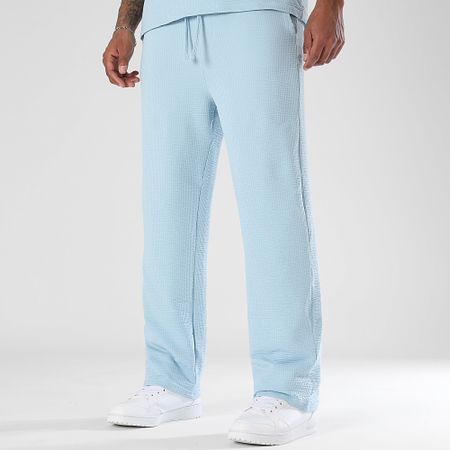 LBO - 3772 Set di pantaloni a gamba larga testurizzati blu chiaro