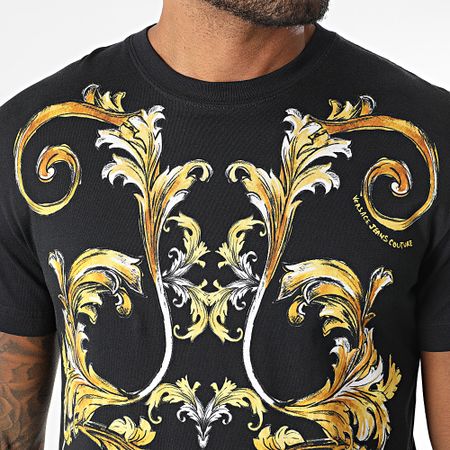 Versace Jeans Couture - Tee Shirt Barocco Outline 78GAH6SB-JS461 Nero Oro Rinascimento