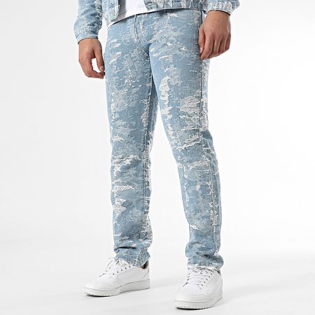 John H - Set giacca e jeans in denim blu