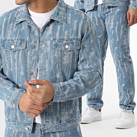 John H - Set giacca e jeans in denim blu