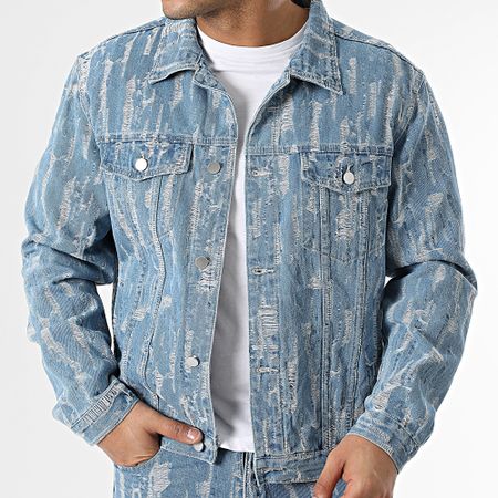 John H - Set giacca e jeans in denim blu