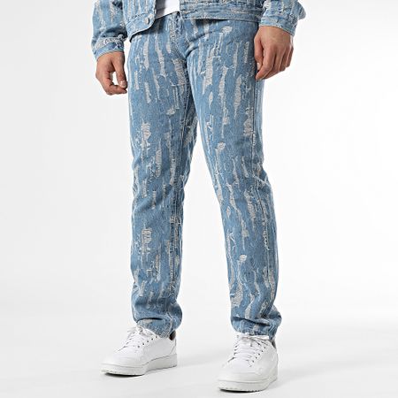 John H - Set giacca e jeans in denim blu