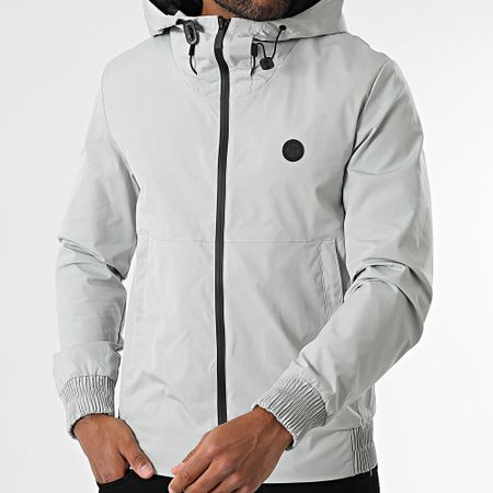 Kymaxx - Giacca con cappuccio e zip grigio chiaro
