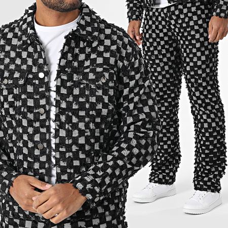 Uniplay - 77A Set giacca nera grigia e jeans a quadri