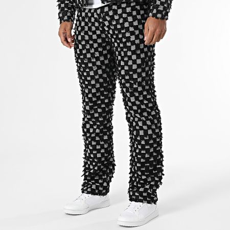 Uniplay - 77A Set giacca nera grigia e jeans a quadri