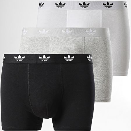Adidas Originals - Set di 3 boxer JK3870 Bianco Grigio Heather Nero