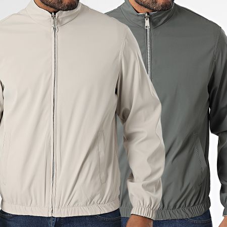 Frilivin - 705 Giacca con zip reversibile grigio antracite beige