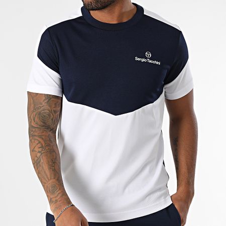 Sergio Tacchini - Giardino 41003 41006 Set di maglietta e pantaloncini da jogging bianchi e blu navy