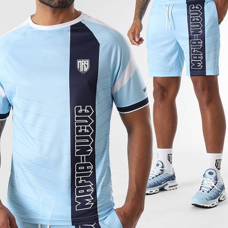 MA9 Mafia Nueve - Set di maglietta e pantaloncini da jogging Nitro Tape Blu