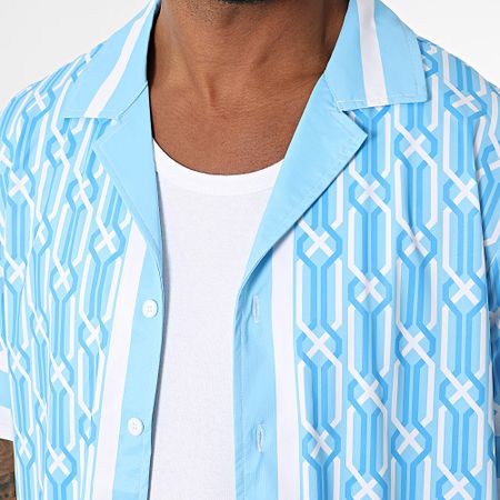 Zayne Paris  - Set camicia a maniche corte e pantaloncini da jogging 087 azzurro bianco