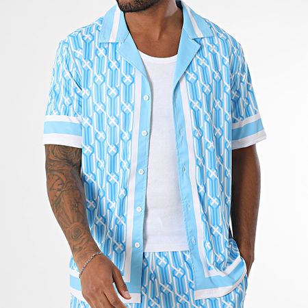 Zayne Paris  - Set camicia a maniche corte e pantaloncini da jogging 087 azzurro bianco
