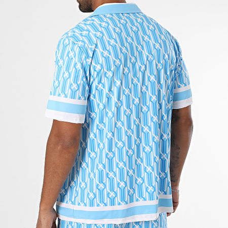 Zayne Paris  - Set camicia a maniche corte e pantaloncini da jogging 087 azzurro bianco