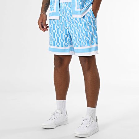 Zayne Paris  - Set camicia a maniche corte e pantaloncini da jogging 087 azzurro bianco