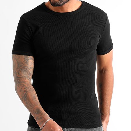 LBO - Tee Shirt a coste in tinta unita 3808 Nero