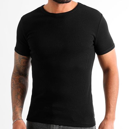 LBO - Tee Shirt a coste in tinta unita 3808 Nero