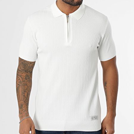 Mackten - Polo manica corta a coste con zip 043 bianco