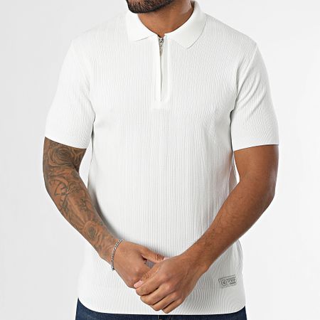 Mackten - Polo manica corta a coste con zip 043 bianco