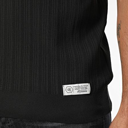 Mackten - Polo a maniche corte a coste con collo a zip 043 Nero