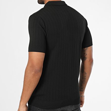 Mackten - Polo a maniche corte a coste con collo a zip 043 Nero