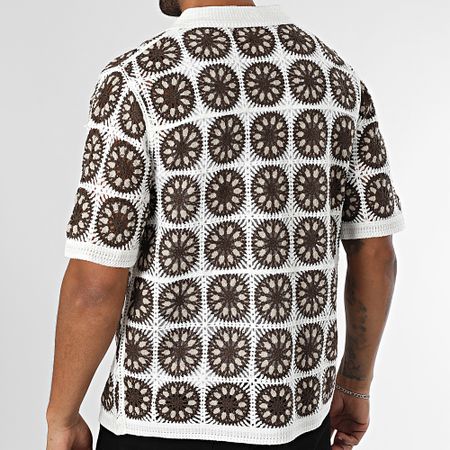 Frilivin - 210 Camicia a maniche corte in rete bianco marrone