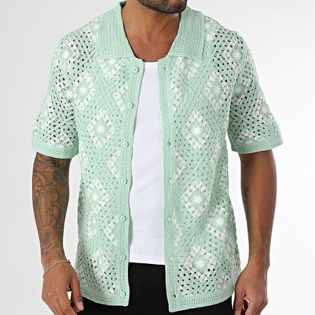 Frilivin - Camicia a maniche corte in rete 611 verde bianco