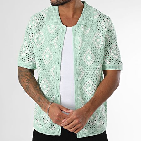 Frilivin - Camicia a maniche corte in rete 611 verde bianco