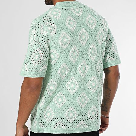 Frilivin - Camicia a maniche corte in rete 611 verde bianco